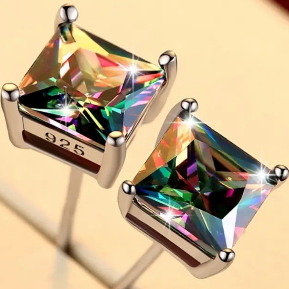 Elegant Multicolor Square Stud Earrings
